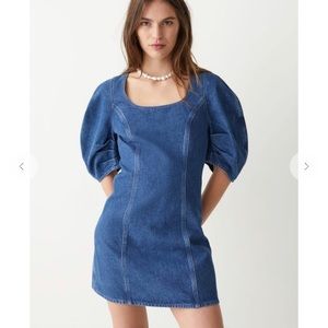 &otherstories Puff Sleeve Denim Mini Dress